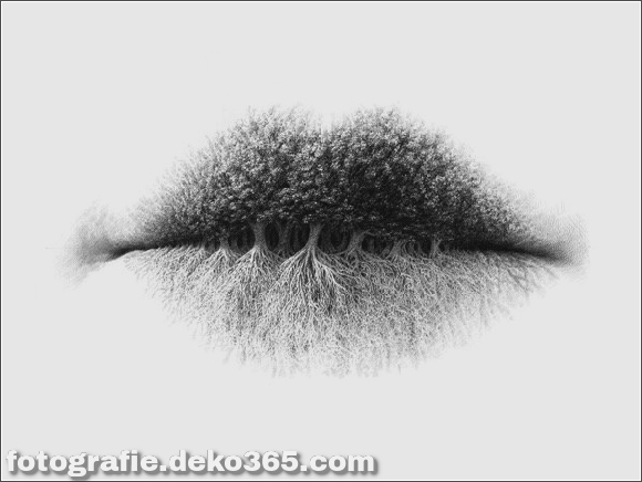 Surreale Bleistiftzeichnungen der Lippen (1)