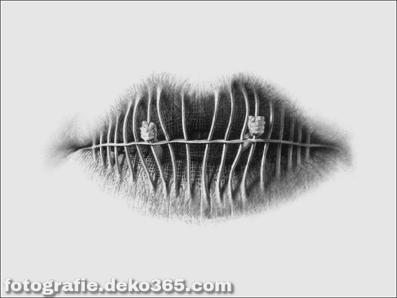 Surreale Bleistiftzeichnungen der Lippen (3)